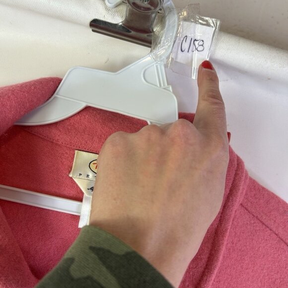 Vintage 90s Alpaca Cardigan Sweater Coat Pink Distressed - Picture 7 of 10